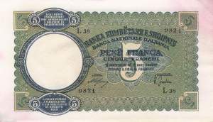 Albanien 5 Franga p6 1939